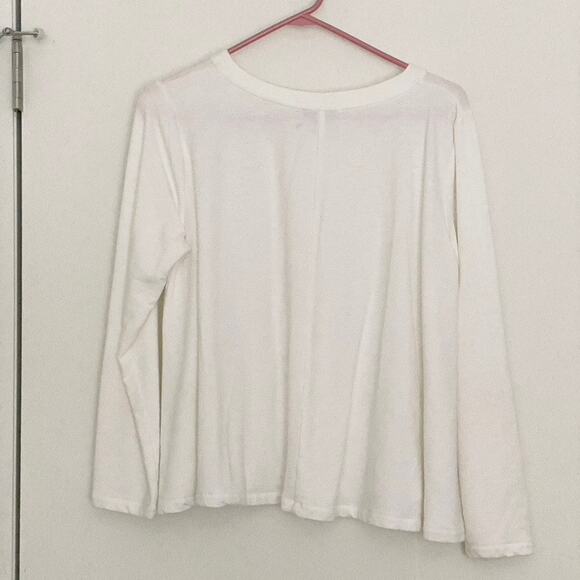 Eri + Ali Anthropologie Modal Cotton White Long-sleeved Crewneck Top Medium - Picture 2 of 5